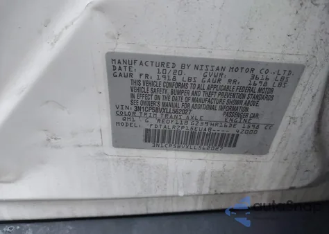 2020 Nissan Kicks S Xtronic Cvt из США, поврежденный, VIN 3N1CP5BVXLL562027